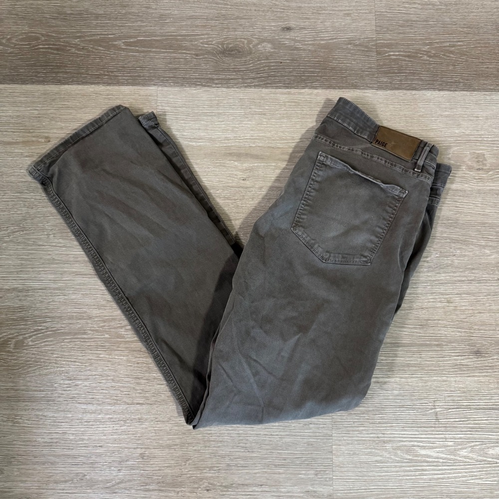 PAIGE Normandie Pants Mens 36 Gray Straight Leg Cotton Blend Stretch DNM533
